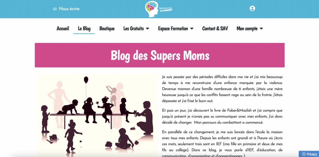 2ème blog maman entrepreneure :  apprendsmoiautrement.fr