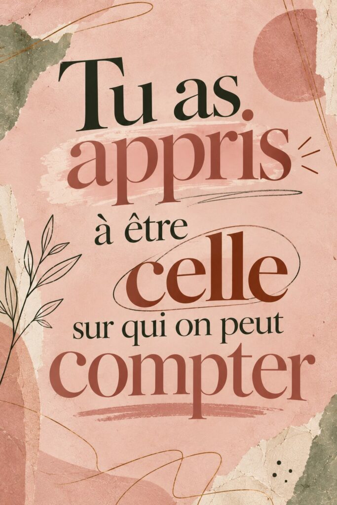 Tu as appris à être celle sur qui on peut compter